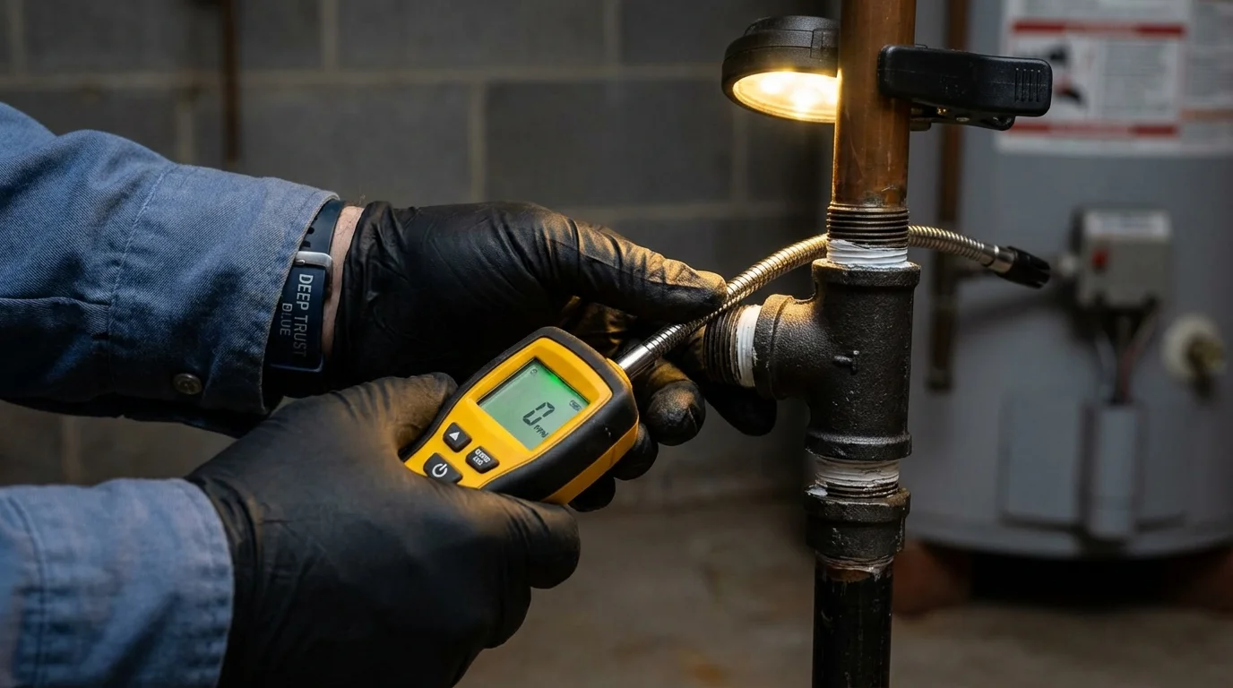 Gas leak detection with electronic sniffer by Johns Plumbing LLC in Moscow
