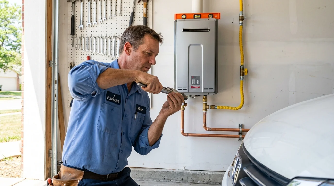 Tankless water heater installation by a Johns Plumbing LLC plumber in Moscow